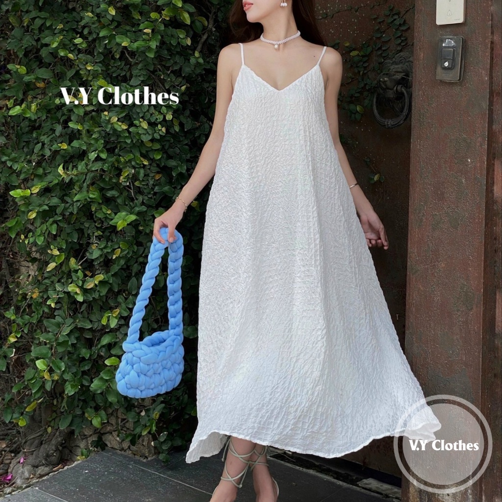 Đầm Maxi 2 Dây Dáng Suông Chất Vải Xốp Mềm Mịn Thoáng Mát Đi Biển Siêu Hót