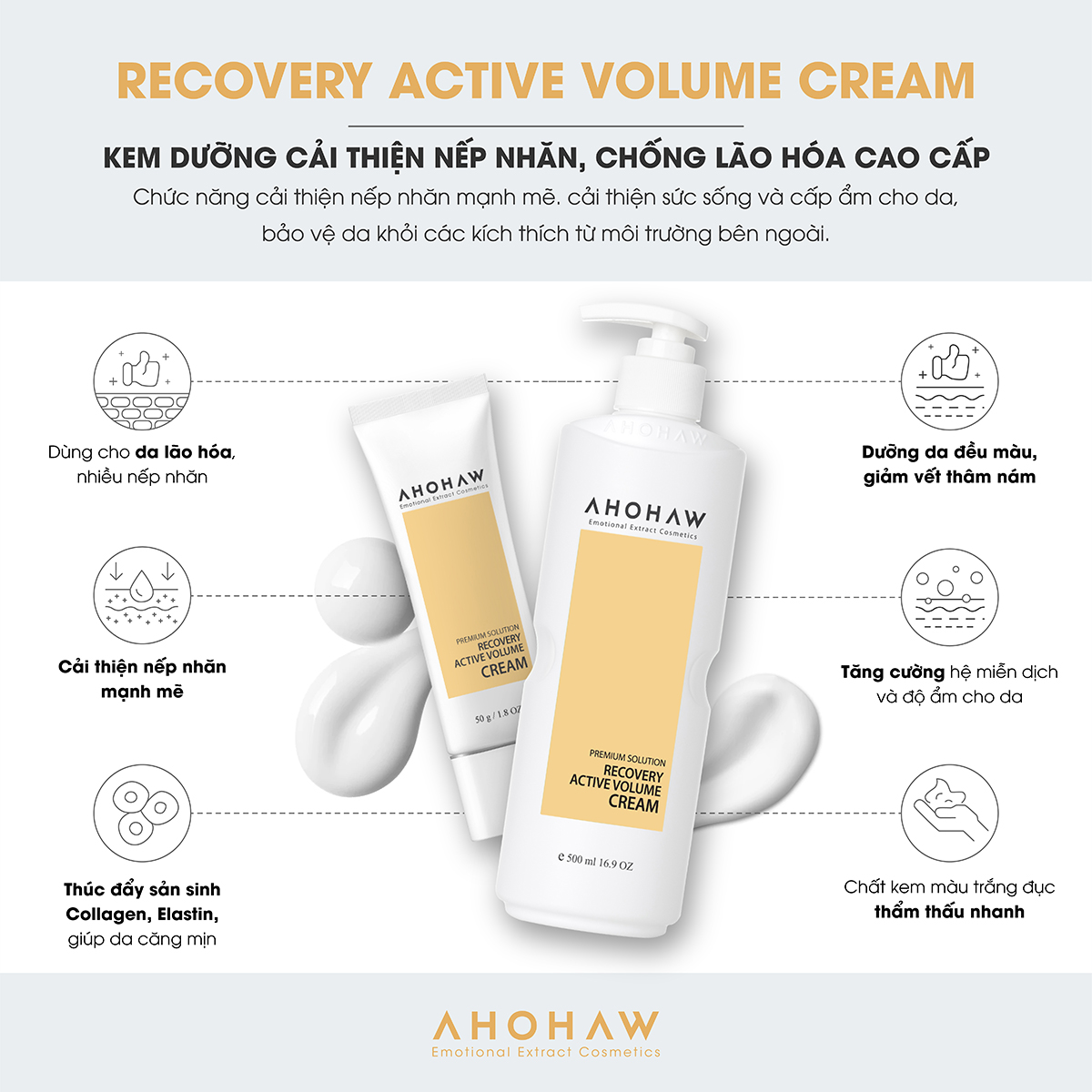 Kem Dưỡng Chống Lão Hóa Chuyên Sâu Ahohaw Premium Solution - Hàng Chính Hãng