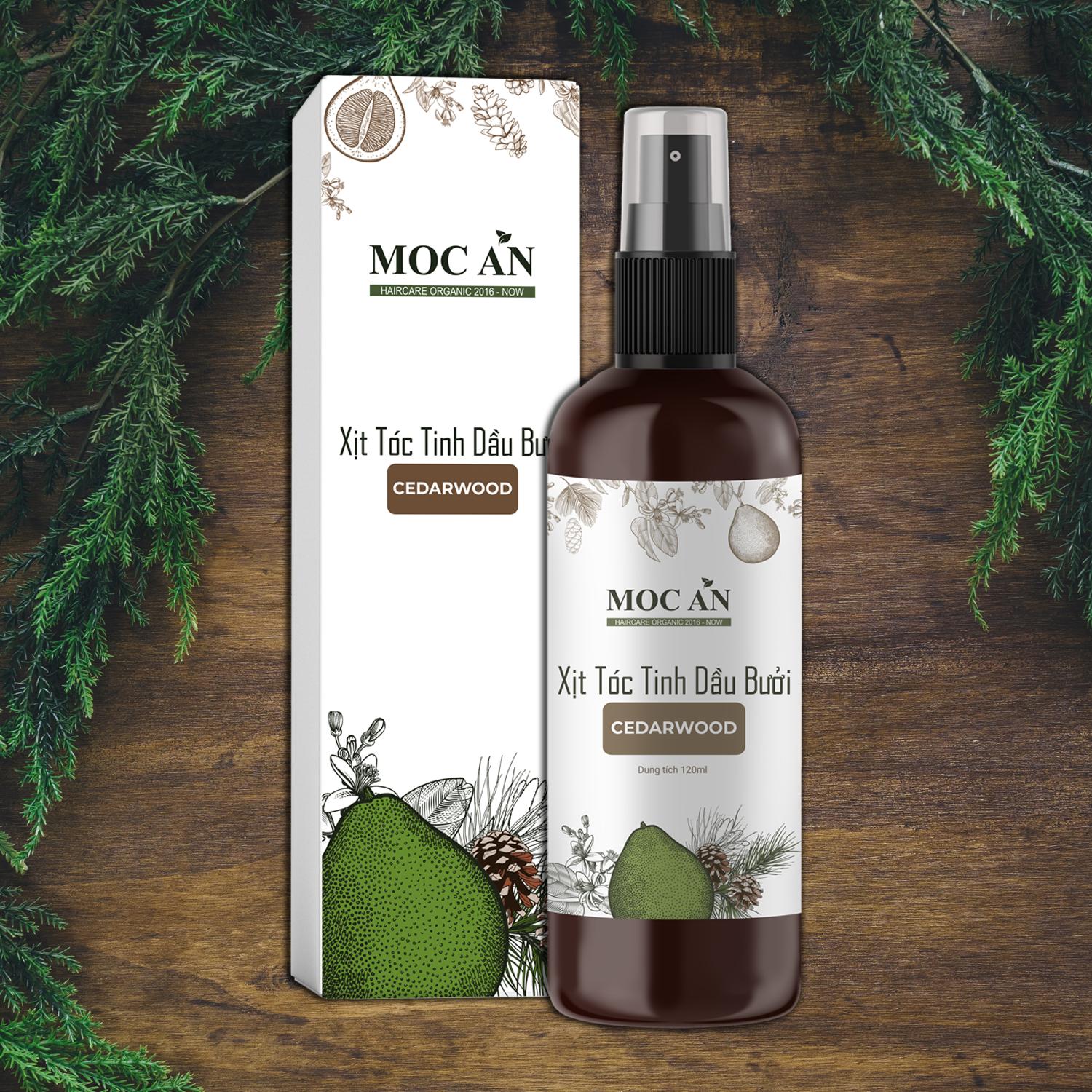 Xịt Kích Mọc Tóc Tinh Dầu Bưởi Gỗ Tuyết Tùng ( Cedarwood ) 120ml Mộc Ân Haircare hỗ trợ giảm rụng, giảm chẻ ngọn