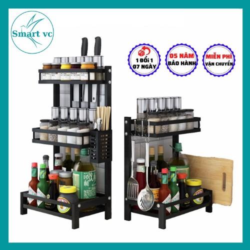 Kệ gia vị đa năng thông minh, kệ bếp Sơn Tĩnh Điện Đen, Cao Cấp