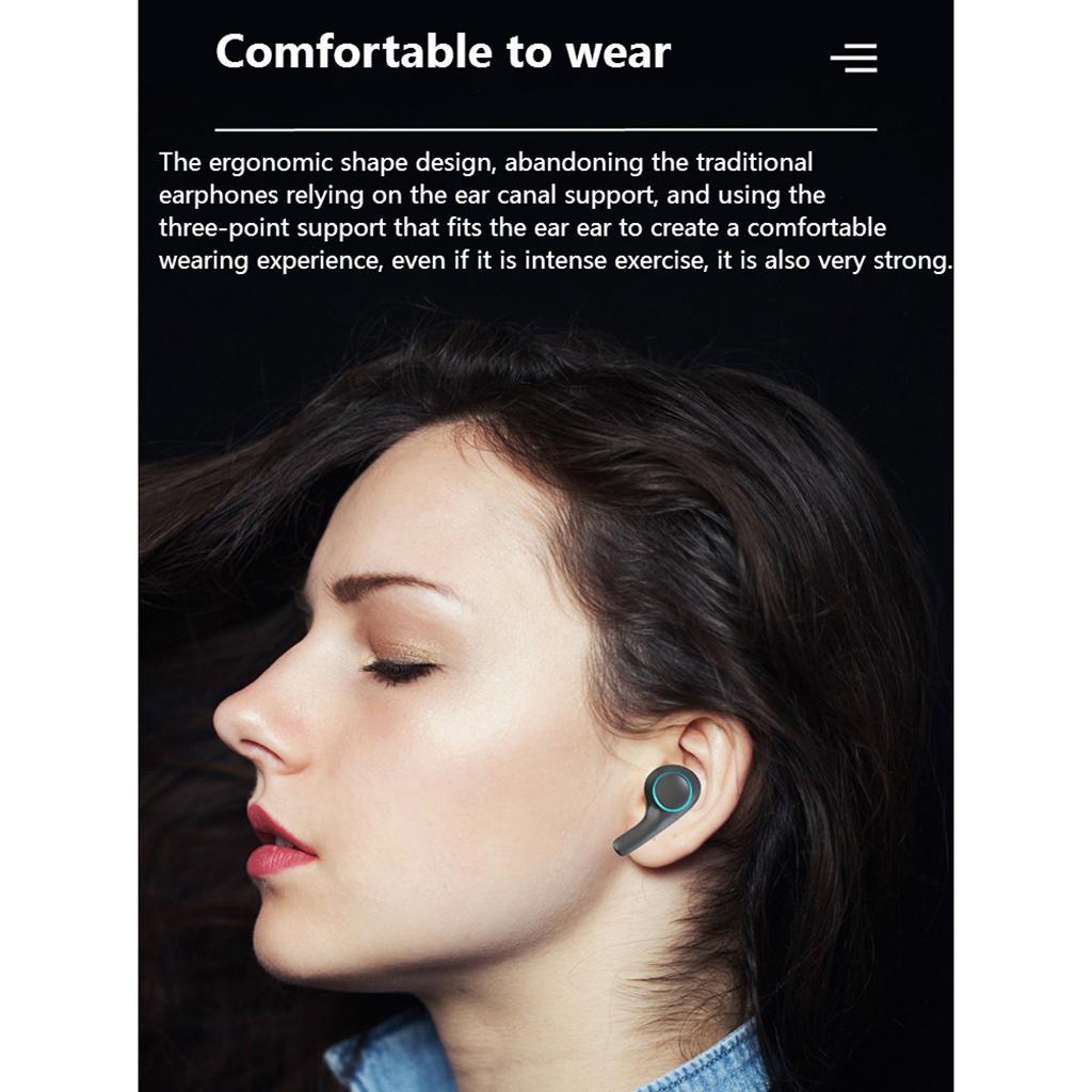 True Wireless Earbuds 5.0 Bluetooth Headphones in-Ear Stereo Wireless Earphones with Microphone