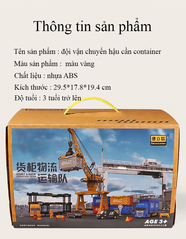 Đồ chơi mô hình đội vận chuyển hậu cần container cảng biển KAVY-20 rất nhiều loại xe, cẩu chở hàng rèn luyện tư duy cho bé