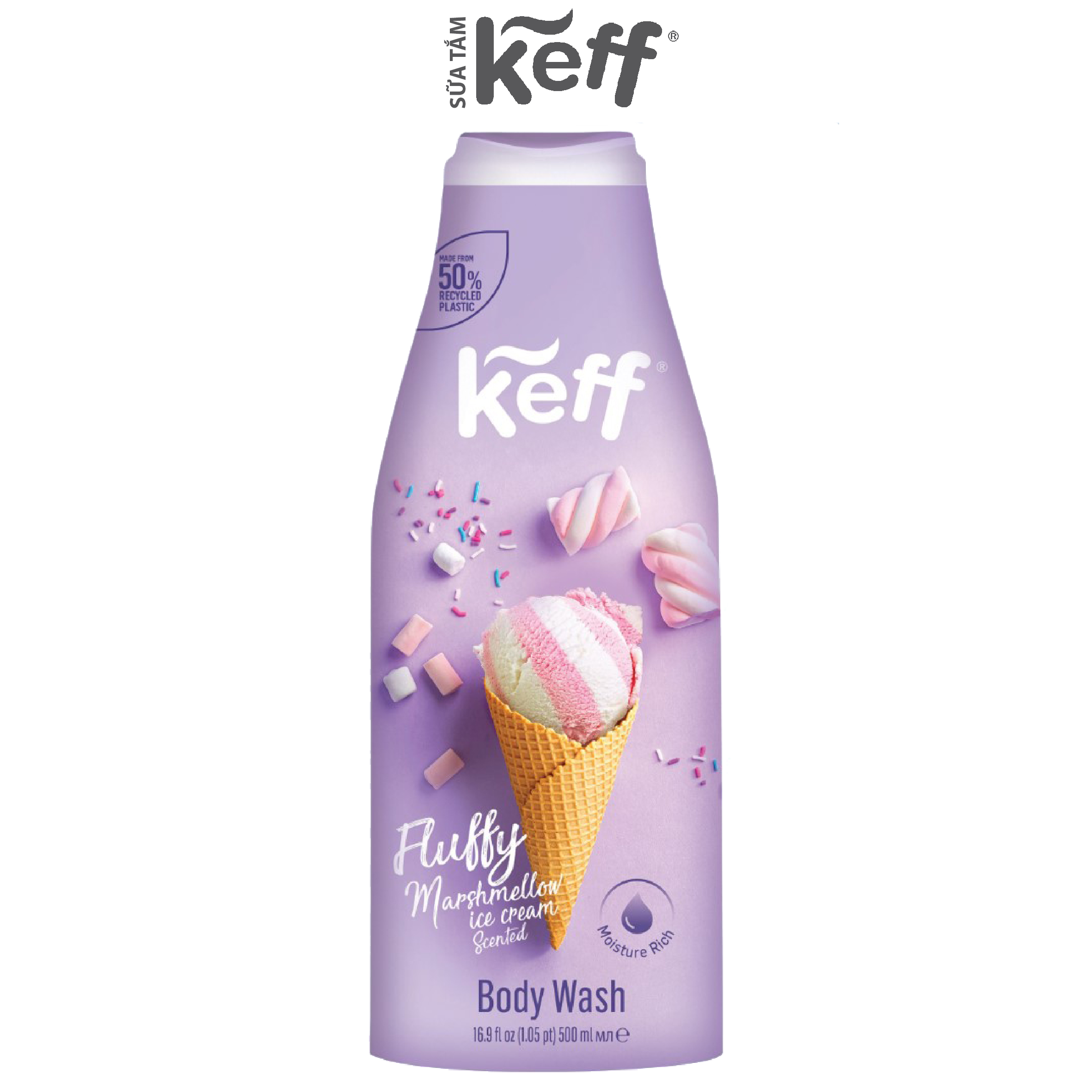 Sữa tắm Keff hương kem kẹo dẻo marshmallow dung tích 500ml - Body Wash – Fluffy Marshmallow Ice Cream Scented