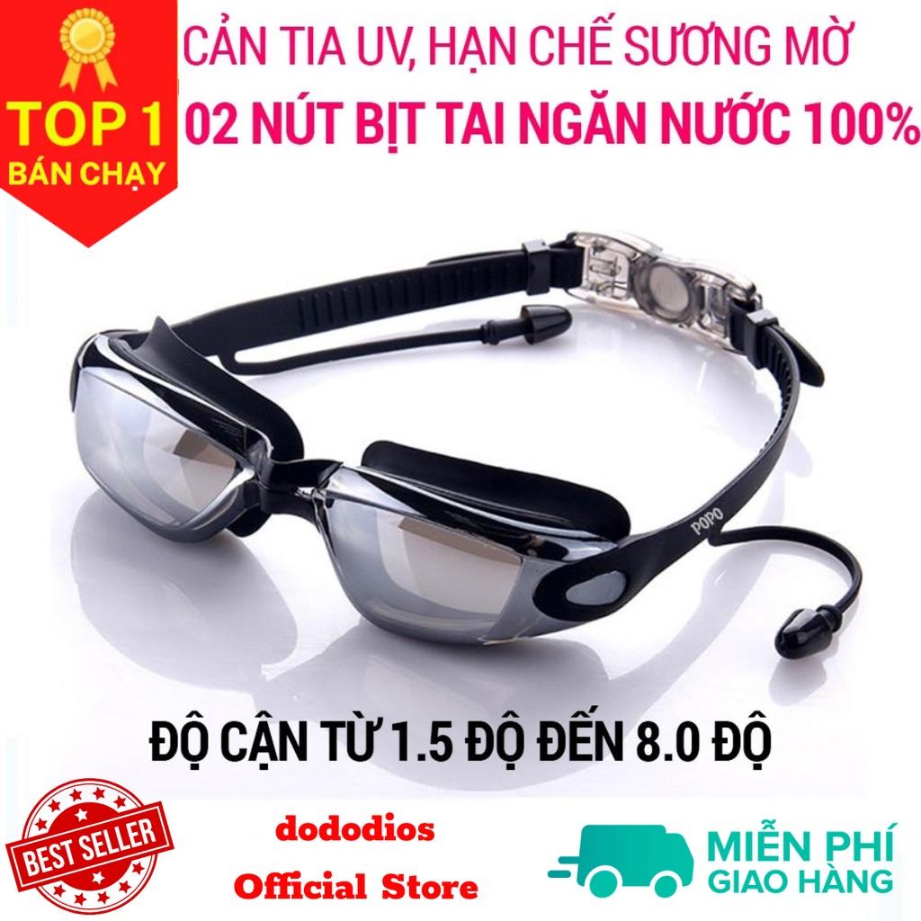 Kính bơi cận cho người lớn nam nữ có độ từ 2.0 độ chính hãng dododios mắt kiếng bơi cận thị tráng gương chống UV