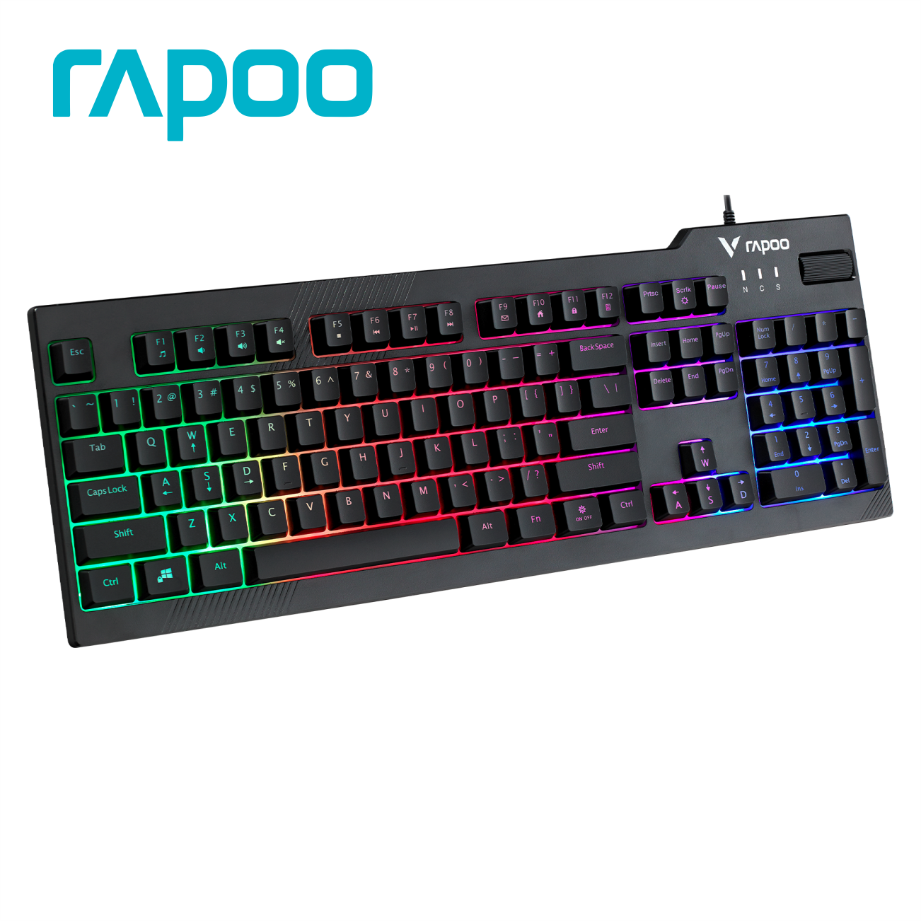 Bàn Phím Gaming RAPOO V50S Đèn Nền 7 Màu, Dây Cắm USB Dài 1.45M - Hàng chính hãng