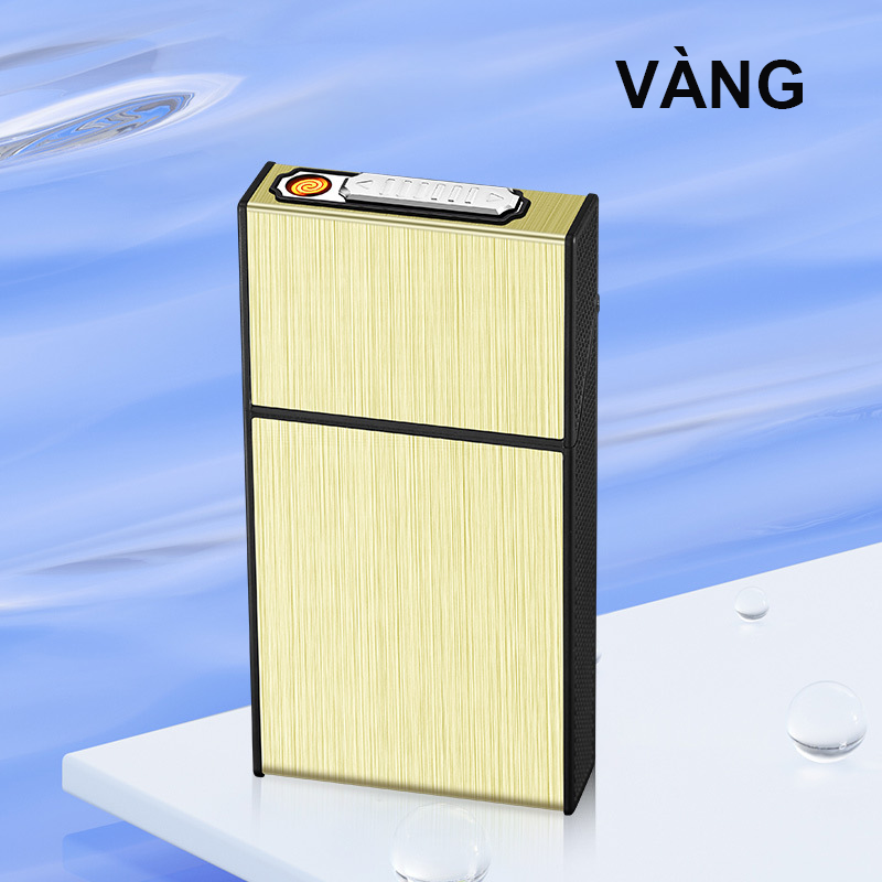 Bật Lửa Điện Kiêm Hộp Đựng Thuốc 20 Điếu Dài Slim HB208 – Sạc Điện