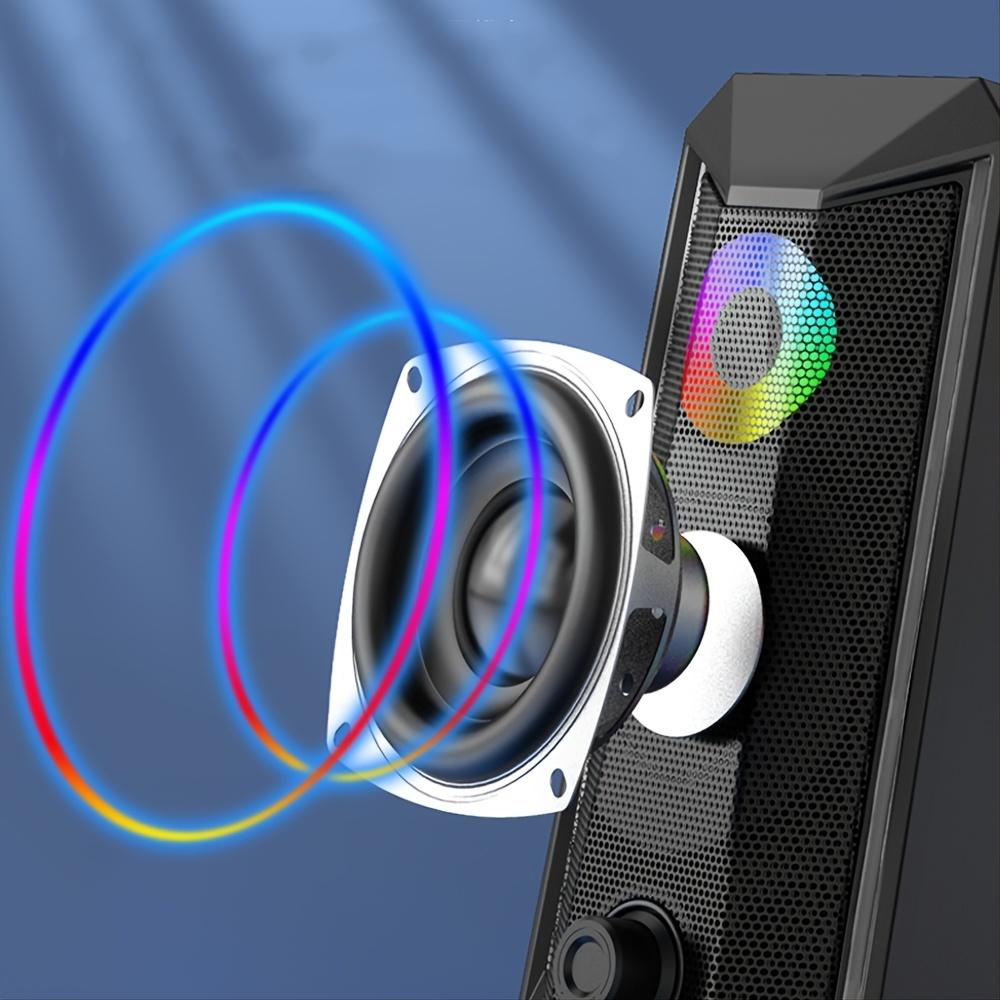 Loa chơi game RGB máy tính với điều khiển âm lượng máy tính để bàn 10W 2.0CH Stereo Monitor Monoredia SubwoDofer usb Powered Cáp 3,5mm: Đen