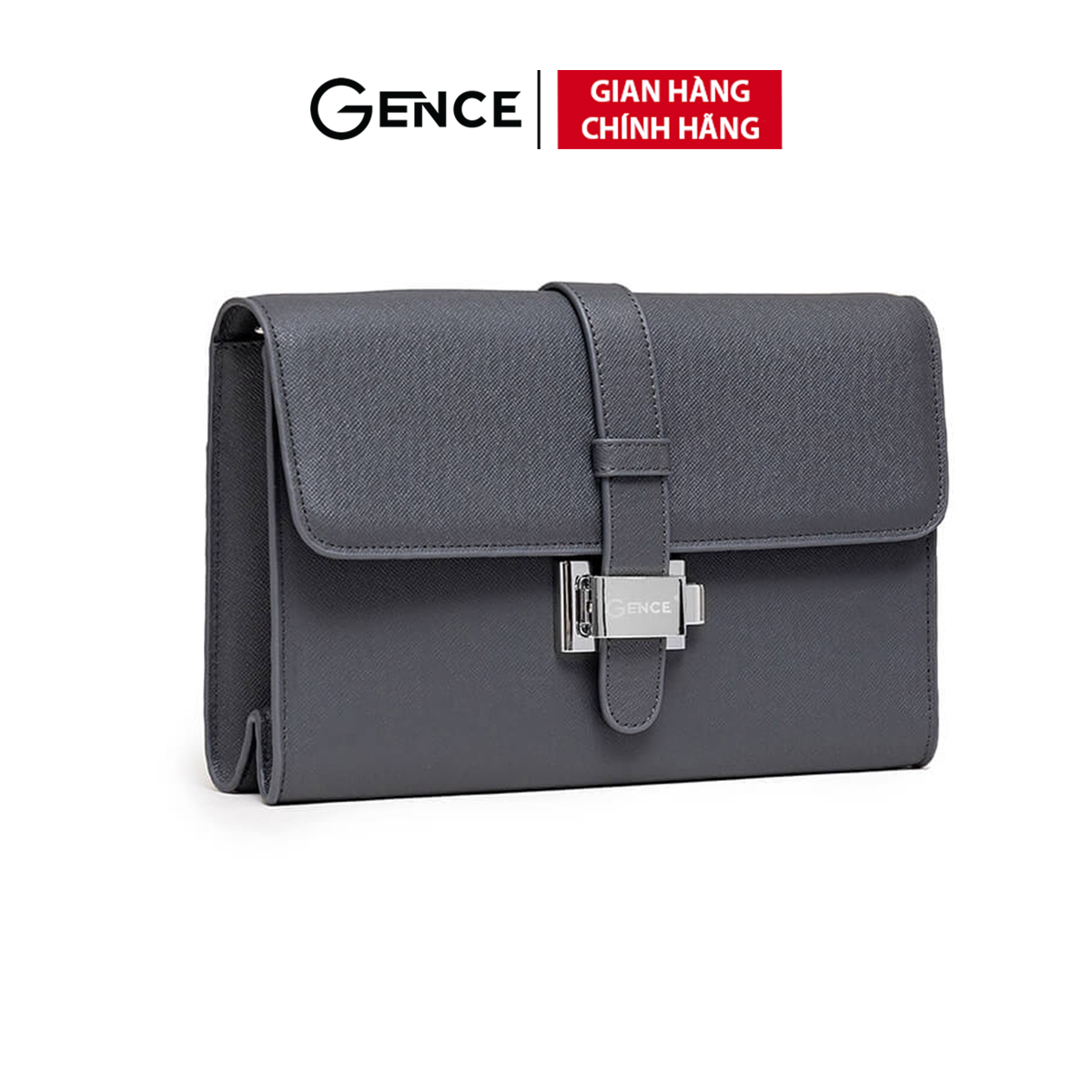 Ví Cầm Tay Công Sở Clutch Nam GENCE HT08 Da Bò Cao Cấp Màu Ghi Xám