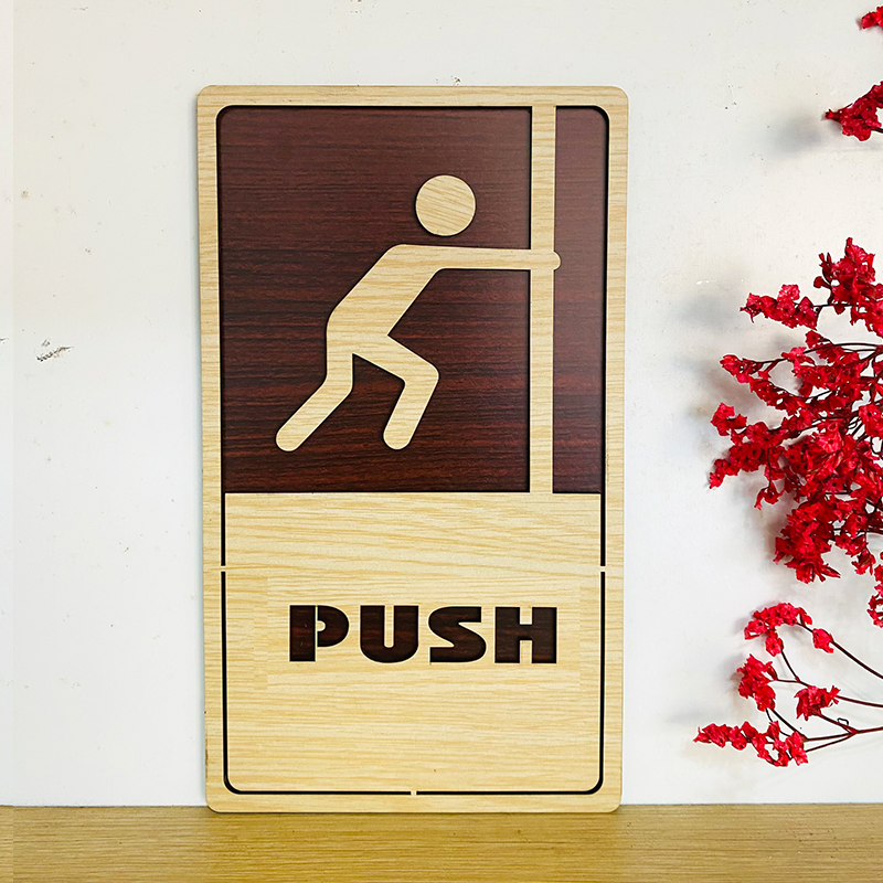 PP11 - Bảng gỗ dán cửa Pull - Push, Bảng Kéo - Đẩy decor trang trí cửa ra vào