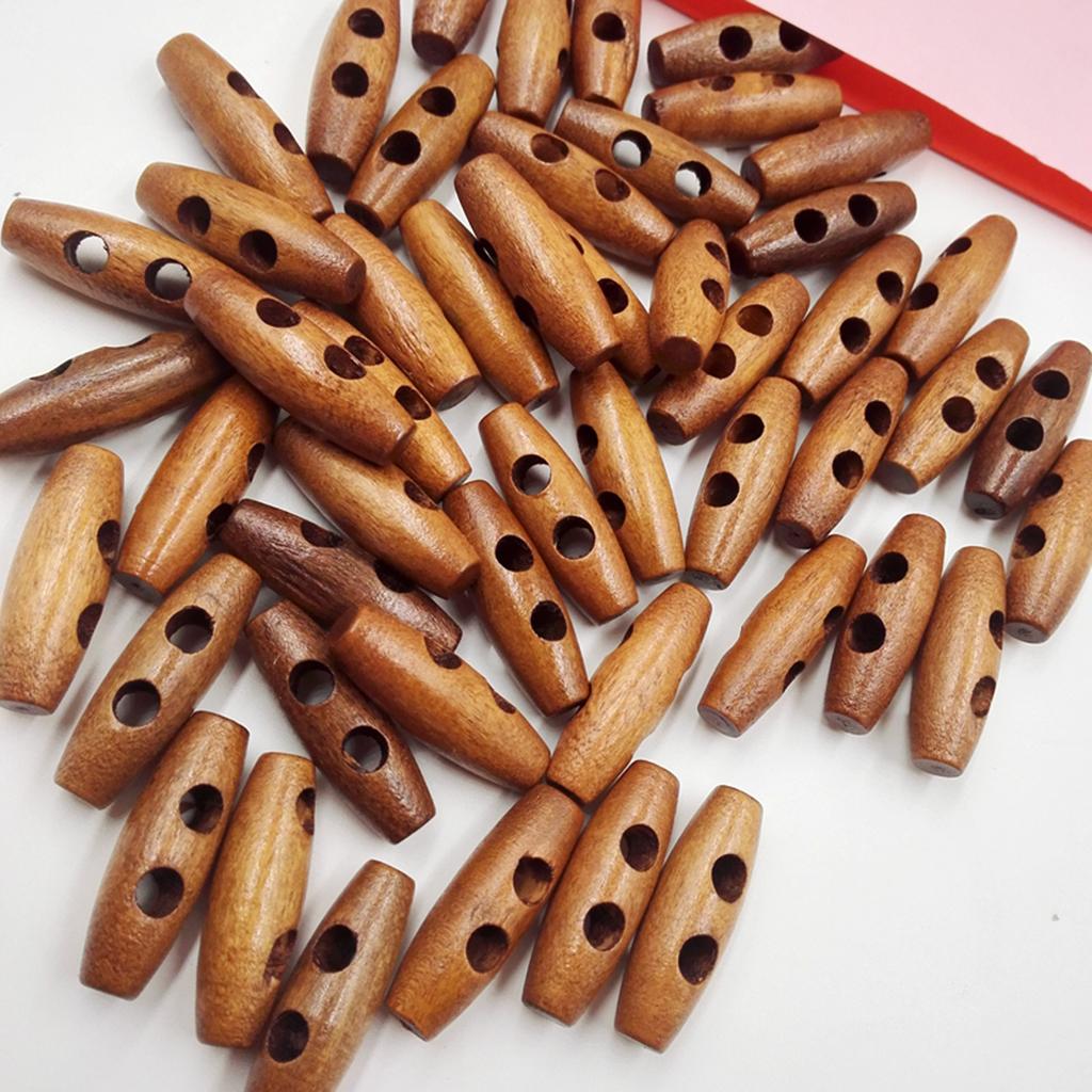 Bộ 50 Vintage Olive 2 Lỗ Gỗ Bật Tắt May Hàng Nút Gài Quần Áo Trang Trí