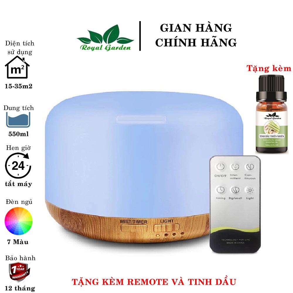 Máy Xông Tinh Dầu Đèn Xông Tinh Dầu Trụ Đế Gỗ Cao Cấp (Tặng Remote)