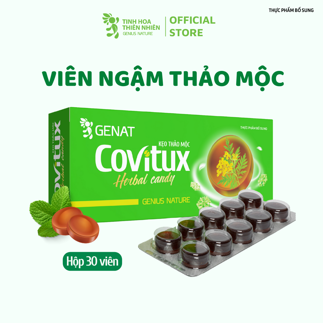 Kẹo thảo mộc Covitux (hộp 30 viên) - Genat  - Giao 2H HCM