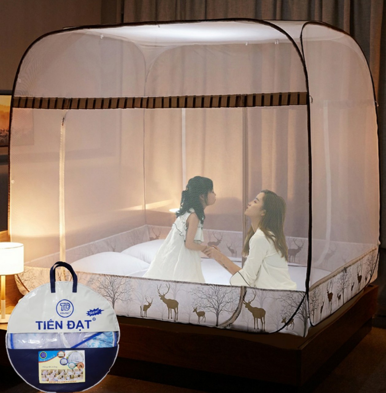 Màn chụp tự bung đỉnh vuông Cao Cấp chống muỗi hiệu quả