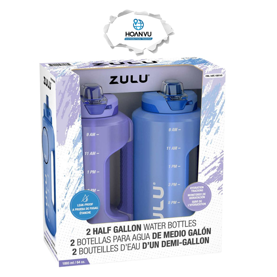 Bình Nước Thể Thao Nhựa Zulu Goals Half Gallon Plastic Jug, 4 màu (1.89L)