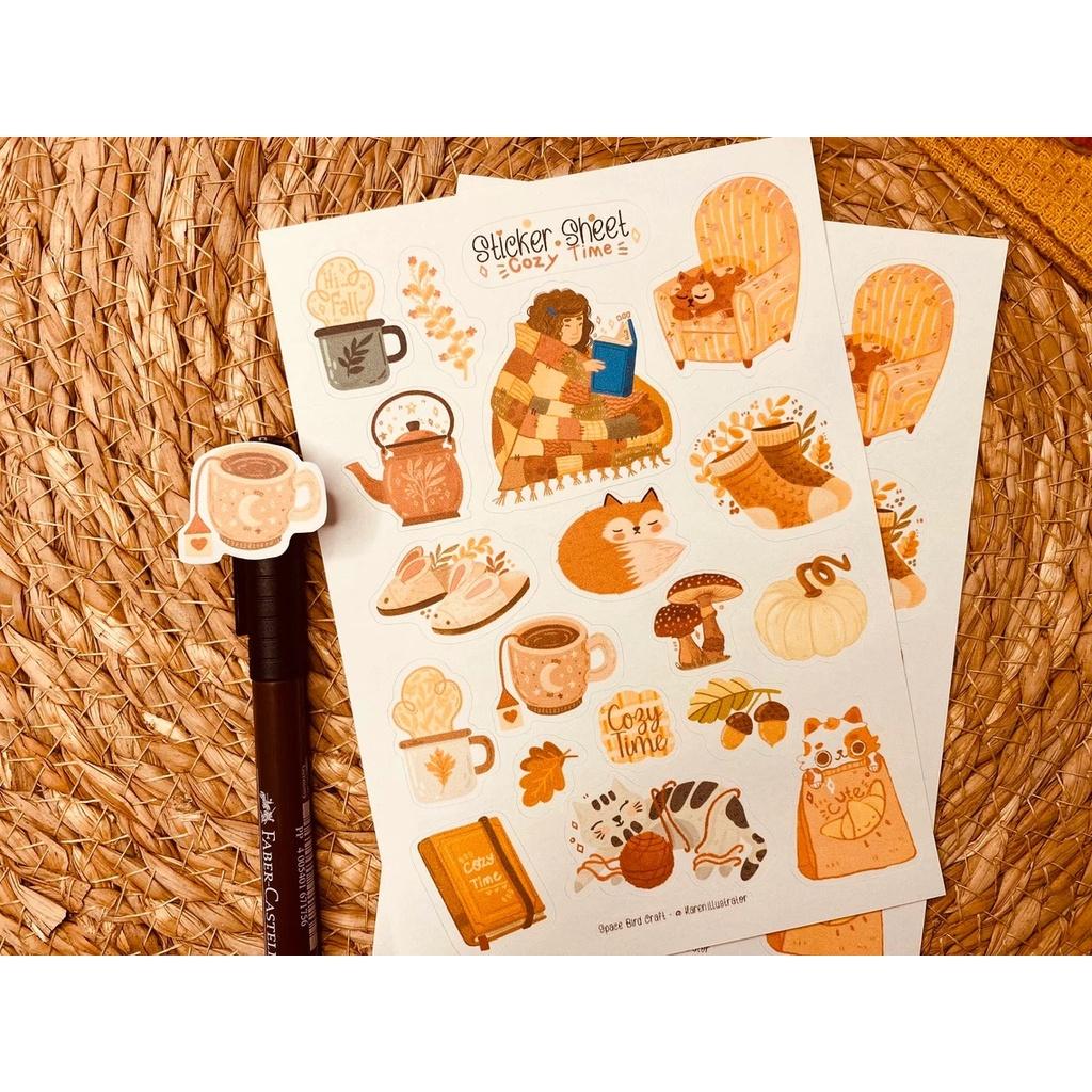 Sticker sheet cozy time - chuyên dán, trang trí sổ nhật kí, sổ tay | Bullet journal sticker