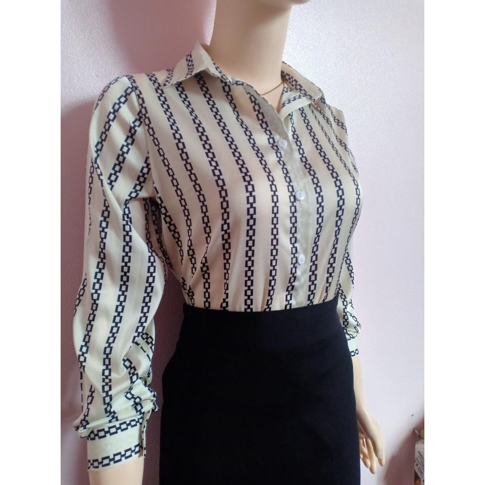 Áo sơ mi nữ họa tiết sọc ảnh thật A4095 đủ size