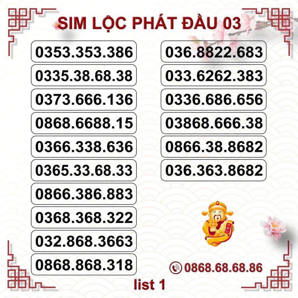 Sim Số Đẹp Lộc Phát Đầu 03 list 1, Sim Viettel Trả Trước, Hỗ Trợ Đăng Ký Chính Chủ-HÀNG CHÍNH HÃNG