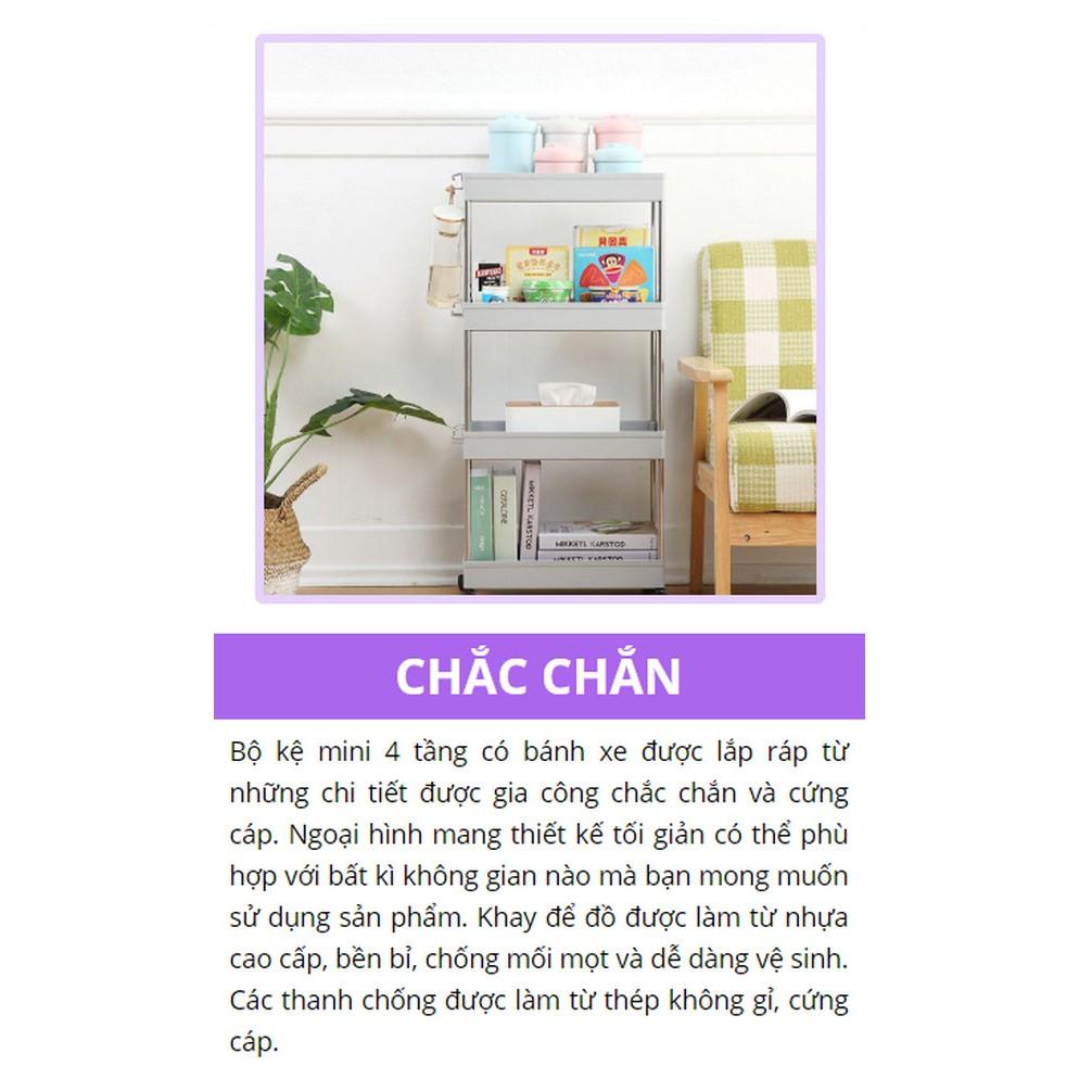 KỆ MINI 4 TẦNG CÓ BÁNH XE