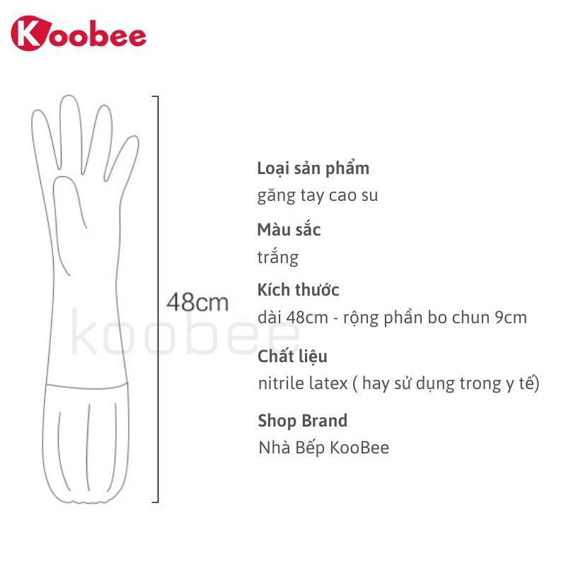Găng tay cao su lót bông nỉ loại dài - Găng tay rửa bát làm bếp siêu dai không mùi KooBee
