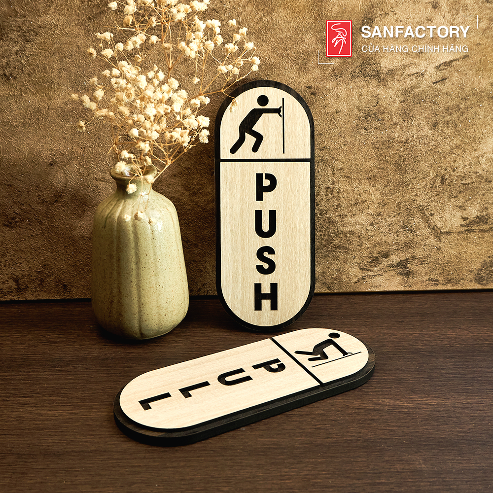 Bản Pull Push gỗ dán cửa chỉ dẫn mở kéo đẩy cửa đúng hướng