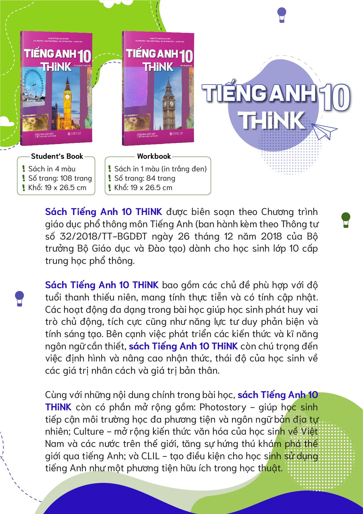 Sách Giáo Khoa Tiếng Anh 10 THiNK  (Sách Bài Tập)