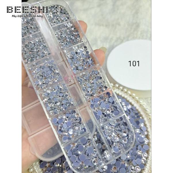 Đá nail khay 12 ô YBH đá chân lưới màu trắng AB Beeshi shop nail