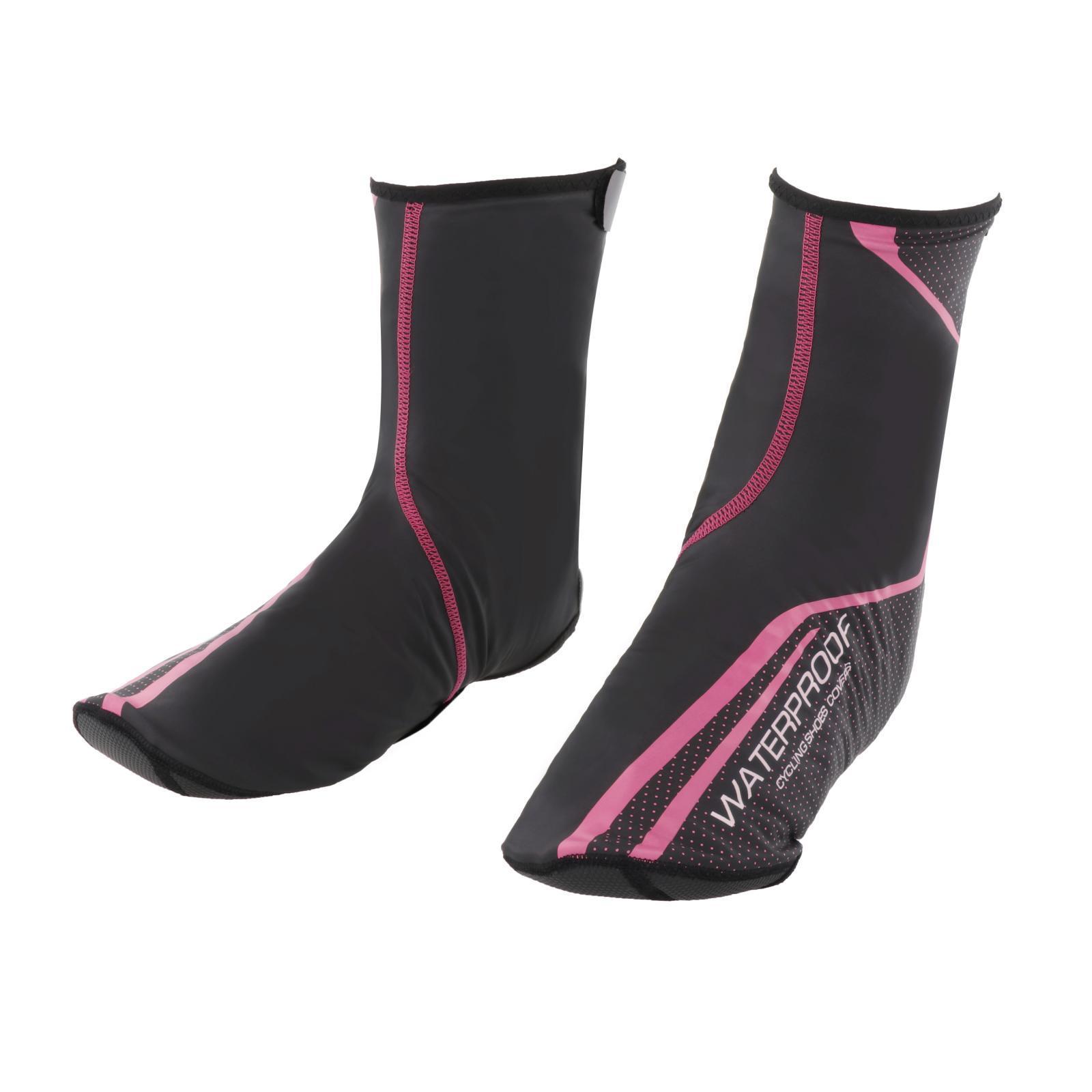 Fleece Cycling Shoe Covers Thermal  Cycle Overshoes Black Red M