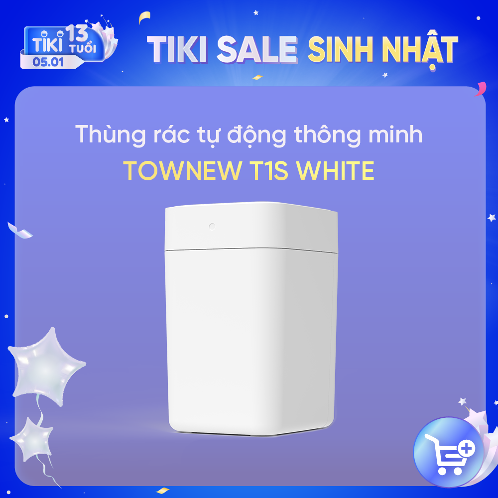 Thùng rác thông minh TOWNEW T1S ( WHITE) - Tự động đóng gói và thay túi rác - Bản Quốc Tế - Hàng Chính Hãng