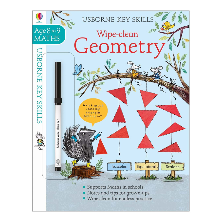 Sách tẩy xóa tiếng Anh - Usborne Key Skills Wipe-Clean: Wipe-Clean Geometry 8-9