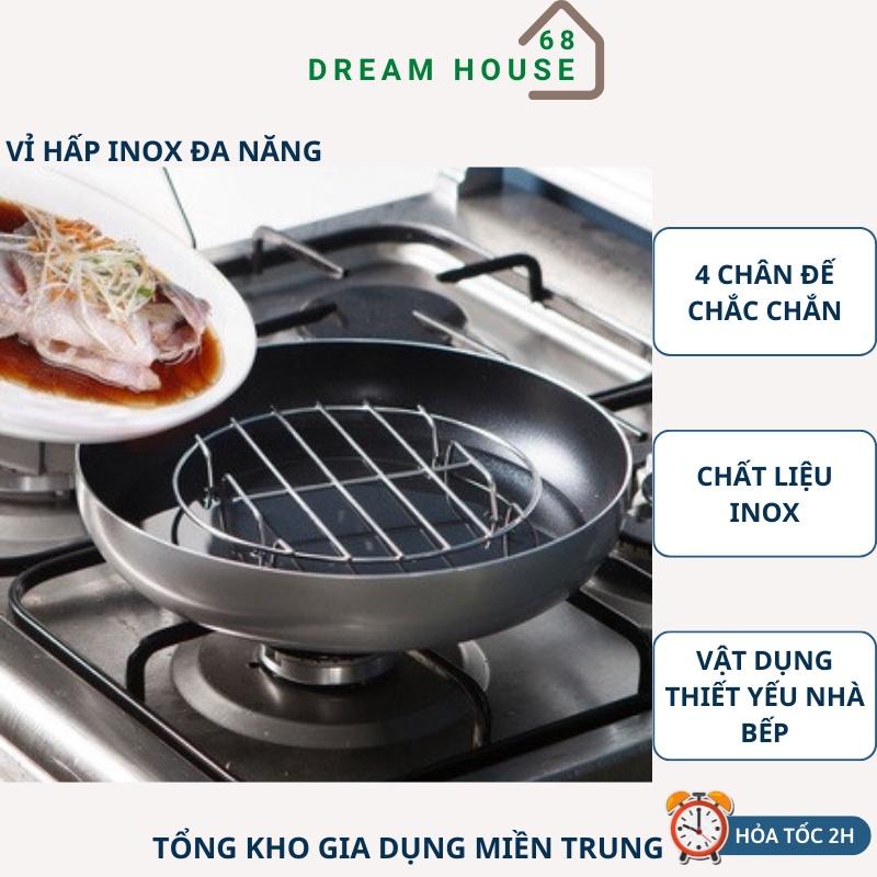 Vỉ Hấp Inox Đa Năng Size 20*5 cm 4 Chân Hấp Bánh, Bánh Bao, Đồ Ăn