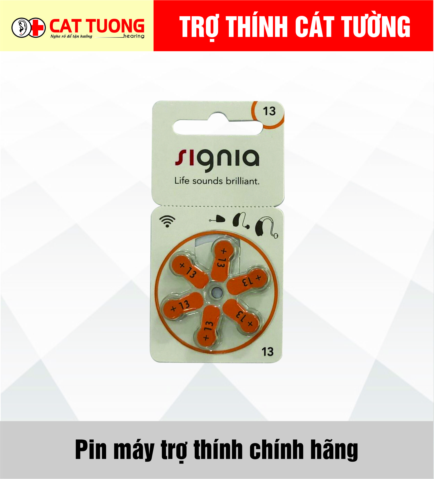 PIN MÁY TRỢ THÍNH ( pin 13 ) - Hàng chính hãng SIGNIA ( SIEMENS ), dùng cho tất cả các loại máy trợ thính sau tai