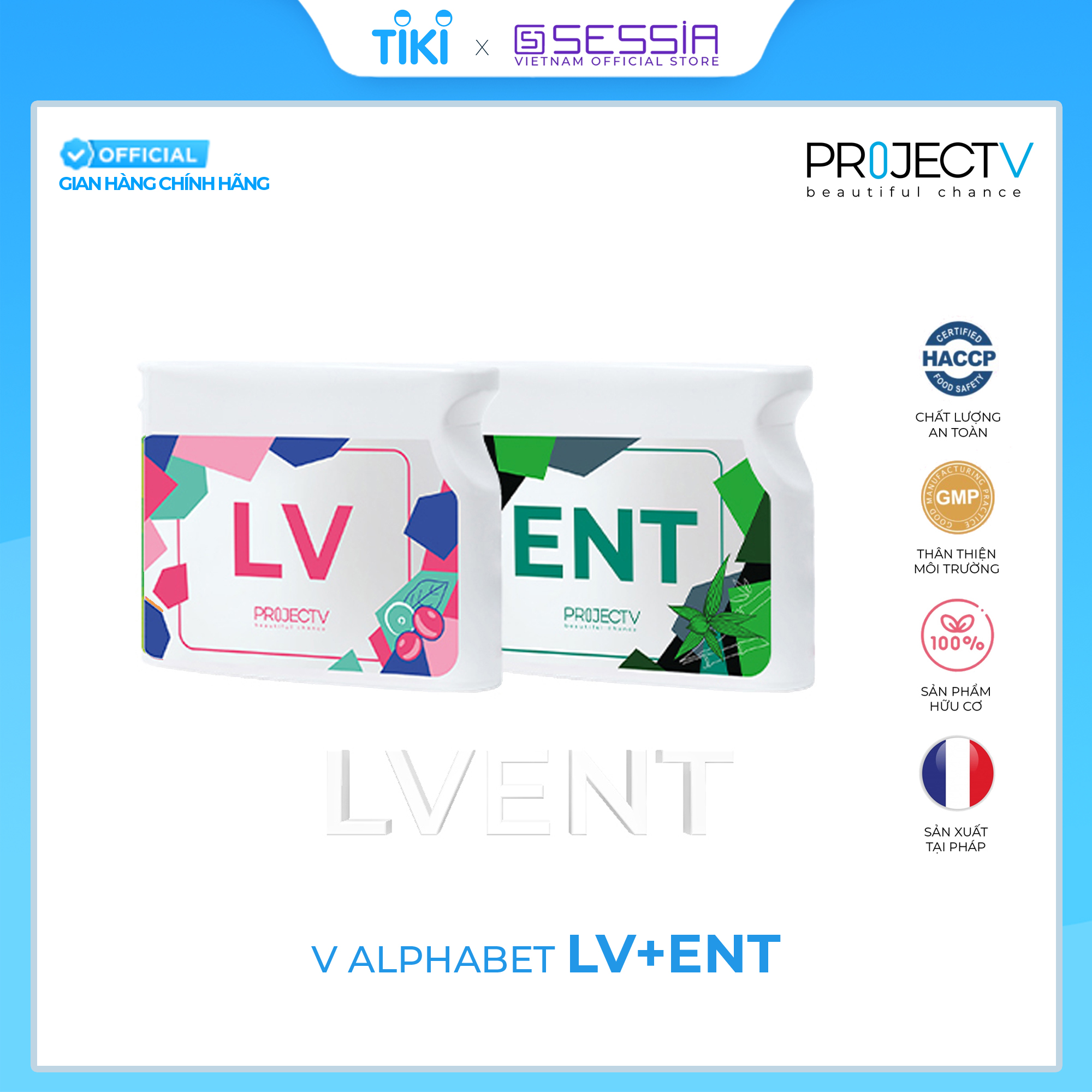 [VOUCHER 220K] Thực Phẩm Sức Khoẻ LV+ENT | V Alphabet - Làn da rạng rỡ & Xương khớp khoẻ mạnh - PROJECT V - Xuất xứ Pháp, Hàng Chính Hãng