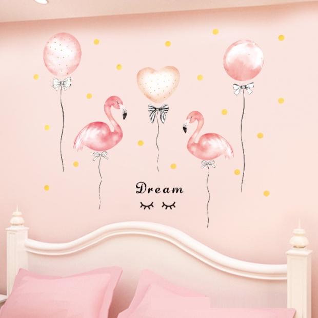 Decal trang trí tường - Bong bóng hình hạc hồng