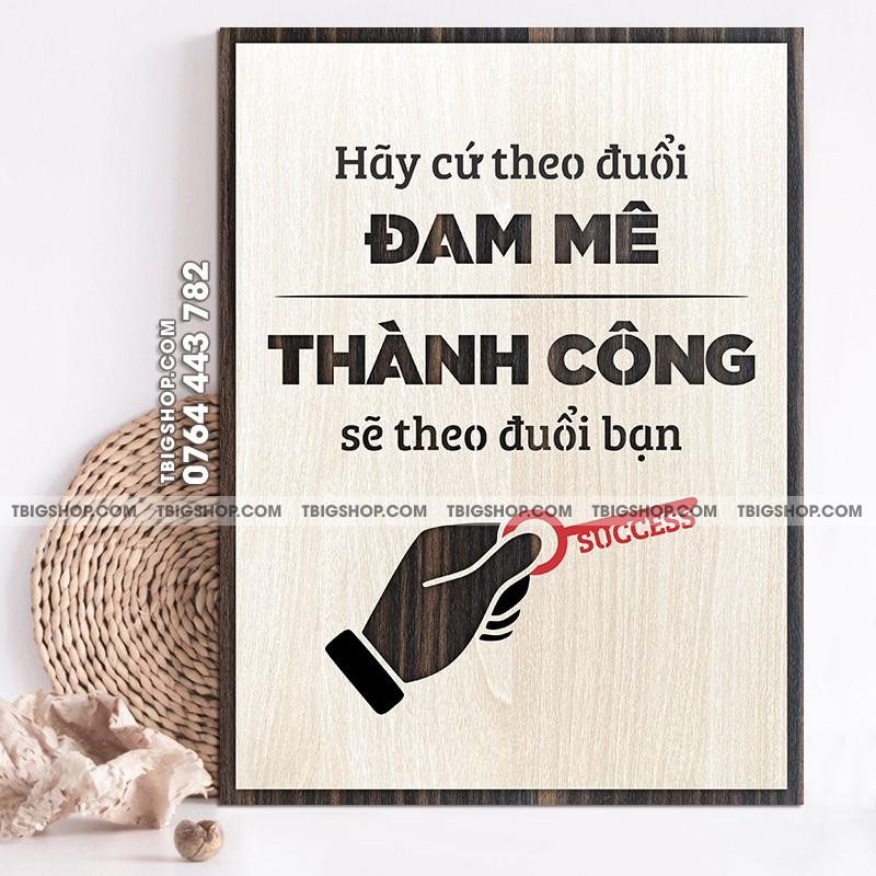 Bộ 2 tấm tranh gỗ treo văn phong tạo động lực giúp bạn thành công