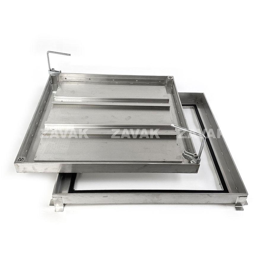 Nắp bể ngầm Zavak MHE-50 KT50x50cm, chống nước, ngăn mùi, lát gạch 1.2 cm, chịu tải xe 1.5 tấn, inox 304