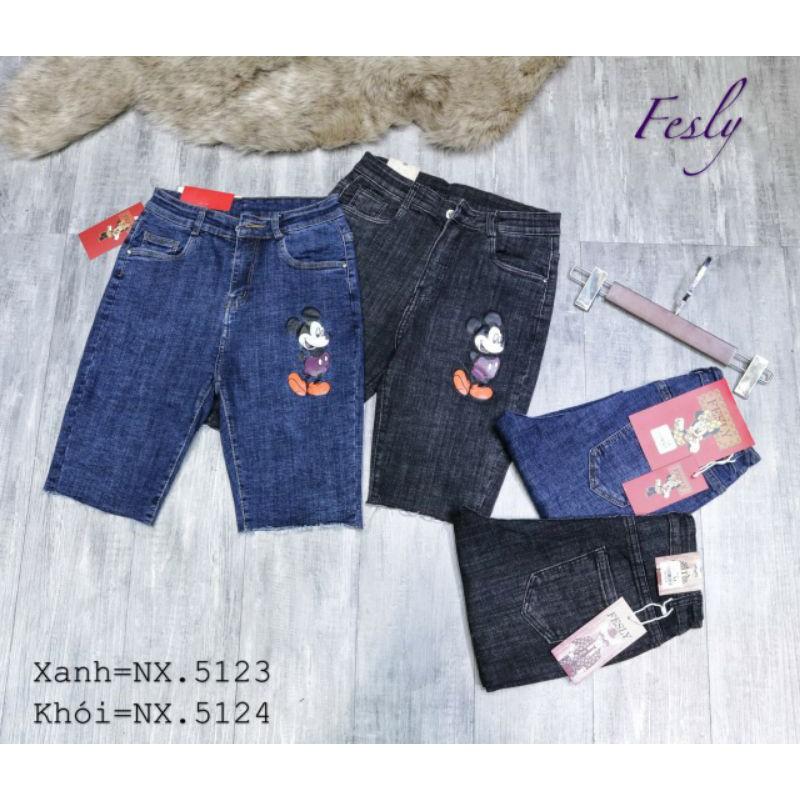 Quần Jean Nữ Ngố Xanh Cạp Cao