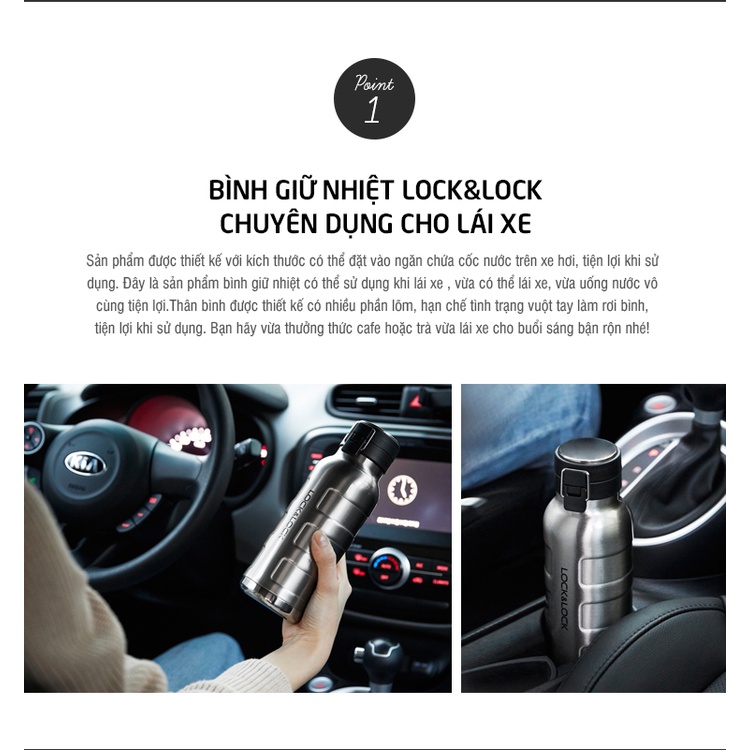 Bình Giữ Nhiệt Bằng Thép Không Gỉ Lock&Lock Bumper Bottle LHC4141SLV  - Bạc
