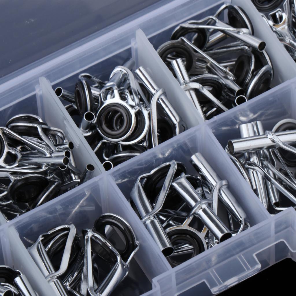 80PCS/set Ceramic Fishing Rod Guides Tips Top Eye Rings Line Repair Kit 10 Sizes