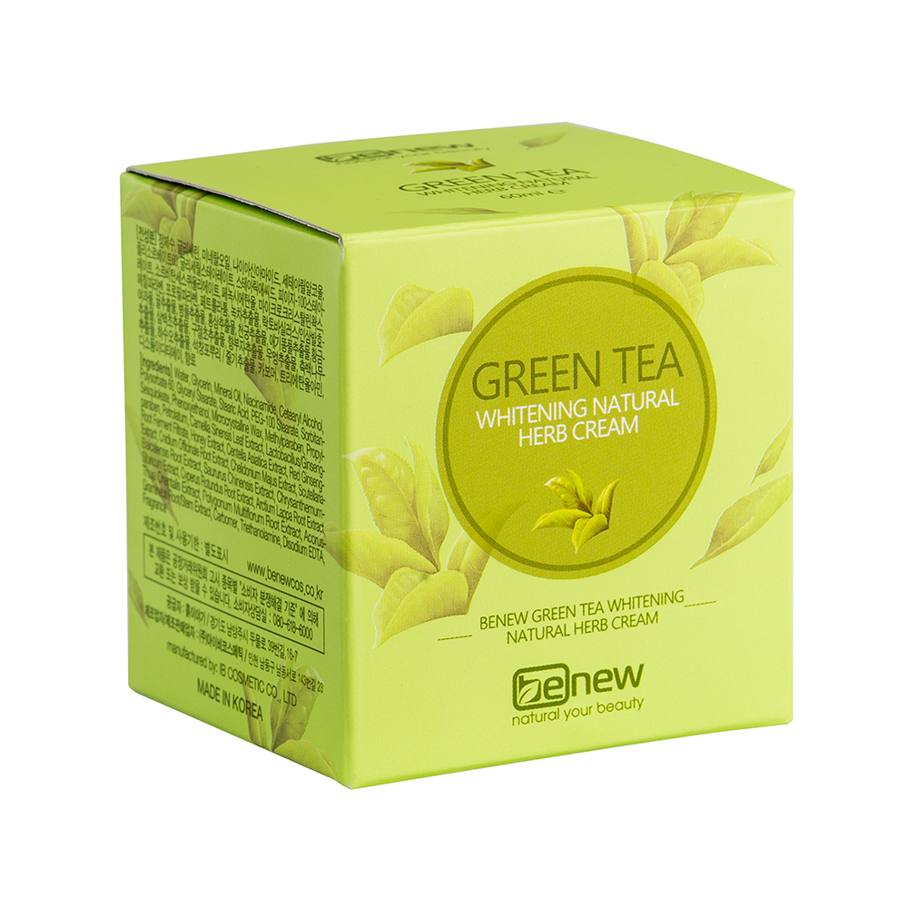 Kem dưỡng trà xanh tái tạo trắng da Benew Green Tea hàn Quốc 50ml + Móc khoá