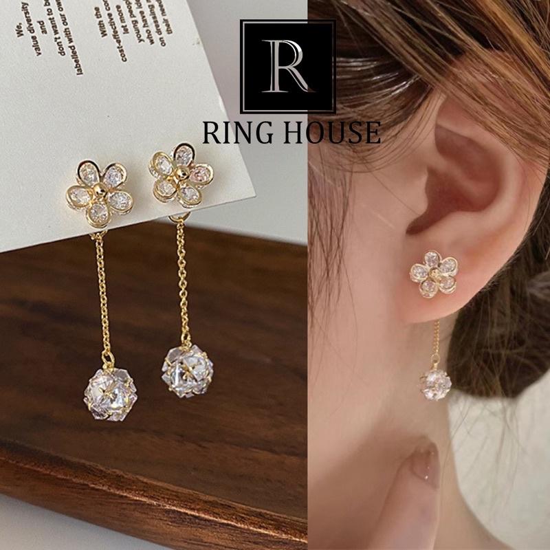 Khuyên Tai Bông Tai Nữ Thiết Kế Hoa Dài Ring House