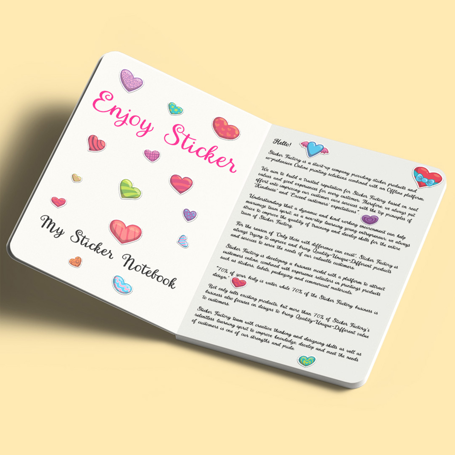 ES01 Cute Heart Enjoy sticker sheet hình dán chống thấm nước Made in Vietnam Sticker Factory