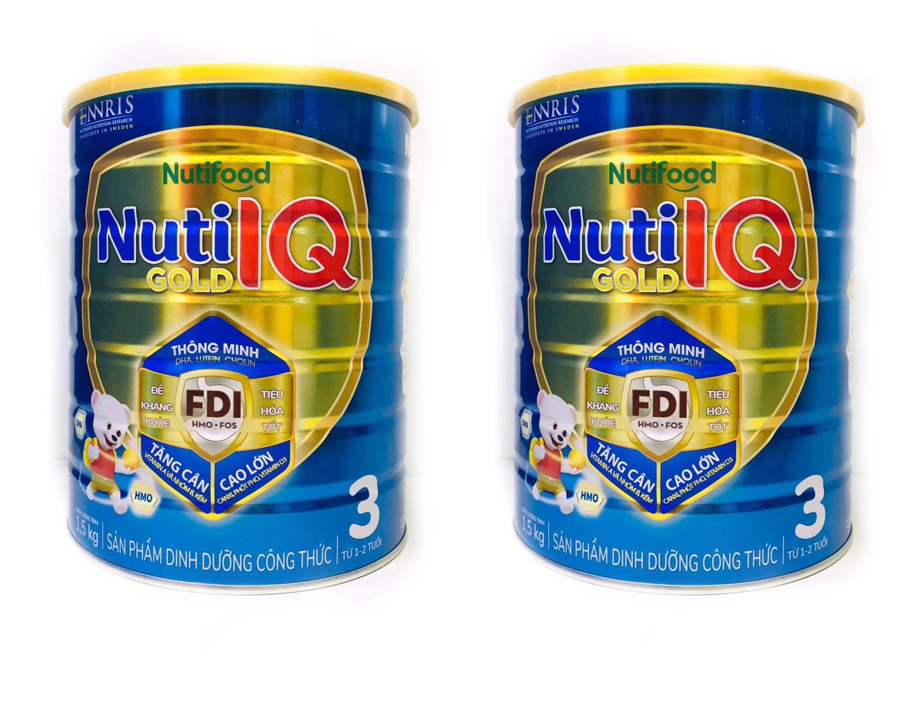 Bộ 2 Lon Sữa Bột Nutifood Nuti IQ Gold Step 3 (Từ 1 - 2 tuổi) - 1.5kg