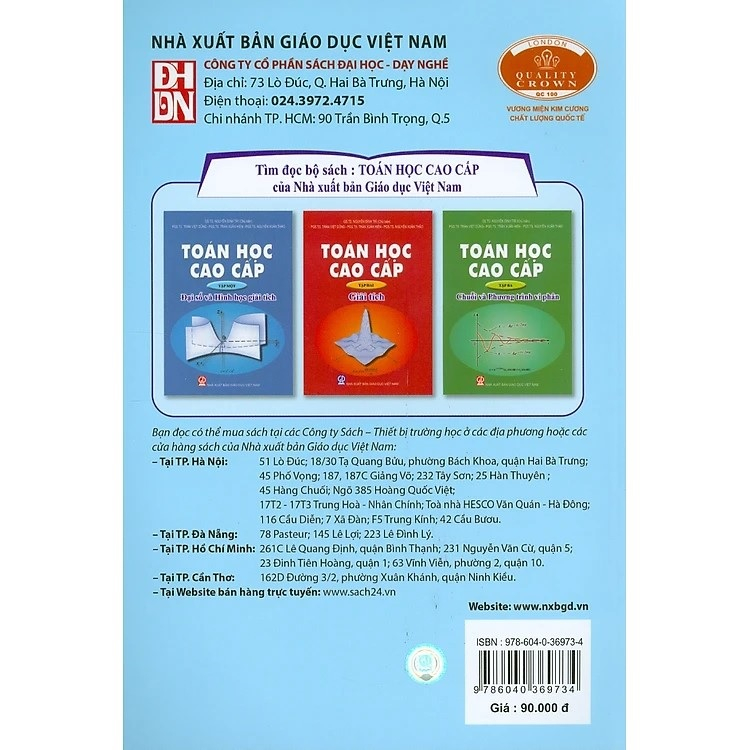 Toán học cao cấp Tập một - Đại số và Hình học giải tích