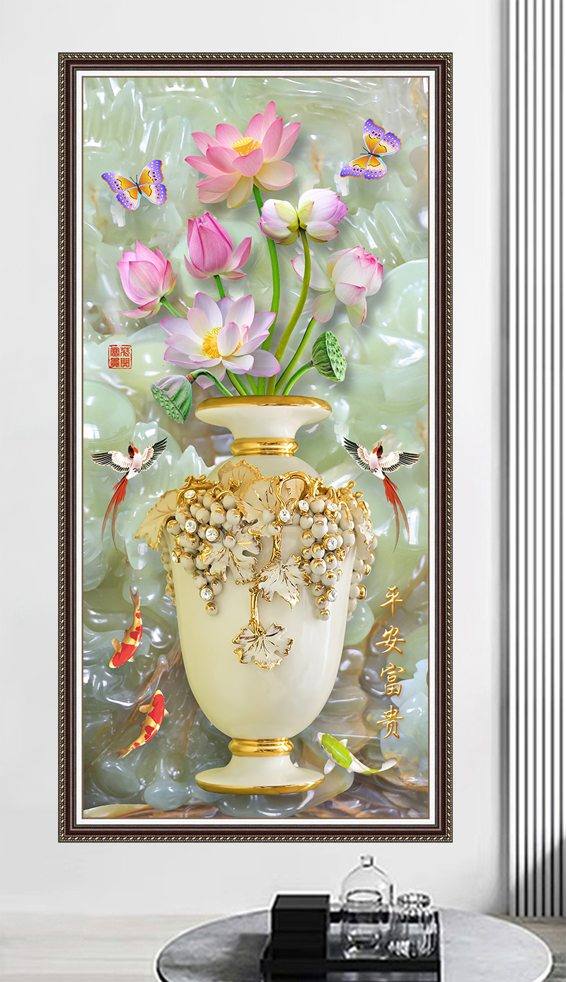 Decal bình hoa sen trang trí LV-0226