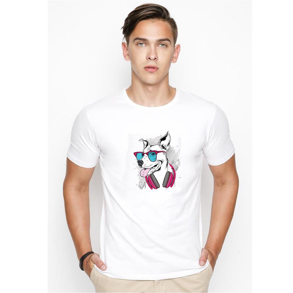 Áo thun nam in hình chú chó thời trang vải dày mịn TEE19S79