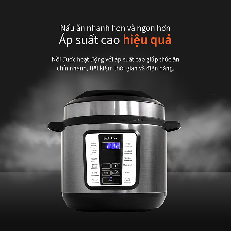 Nồi áp suất điện tử Lock&Lock EJP666SLV 6 Lít - Hàng chính hãng