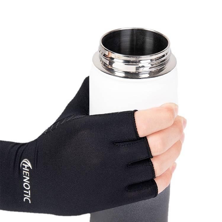 Găng Tay Hở Ngón Bằng Sợi Đồng Và Silicone Chống Trượt Dành Cho Người Đi Xe Đạp