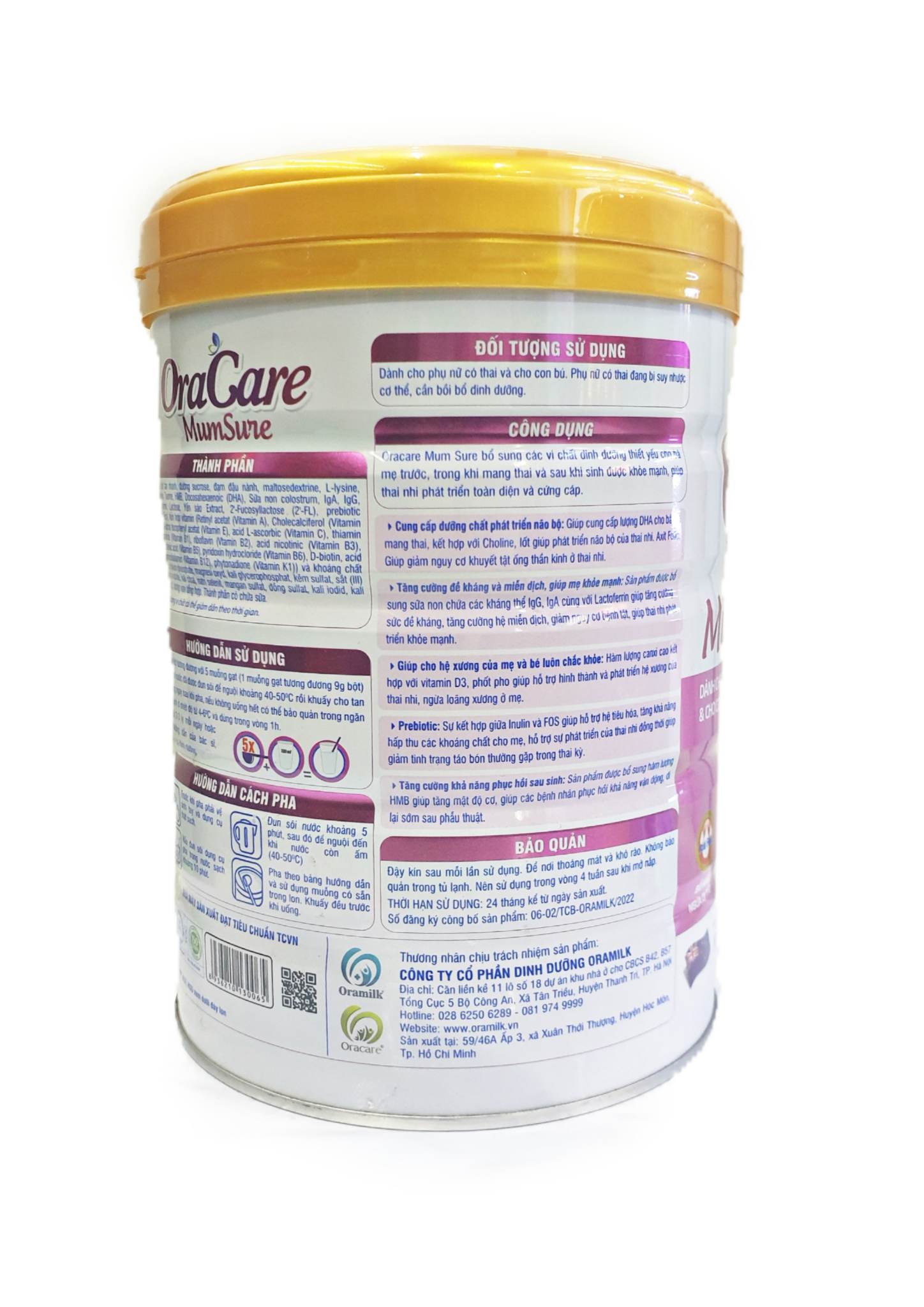 Combo 3lon Sữa OraCare Mum Sure lon 900g - Tặng ấm đun siêu tốc