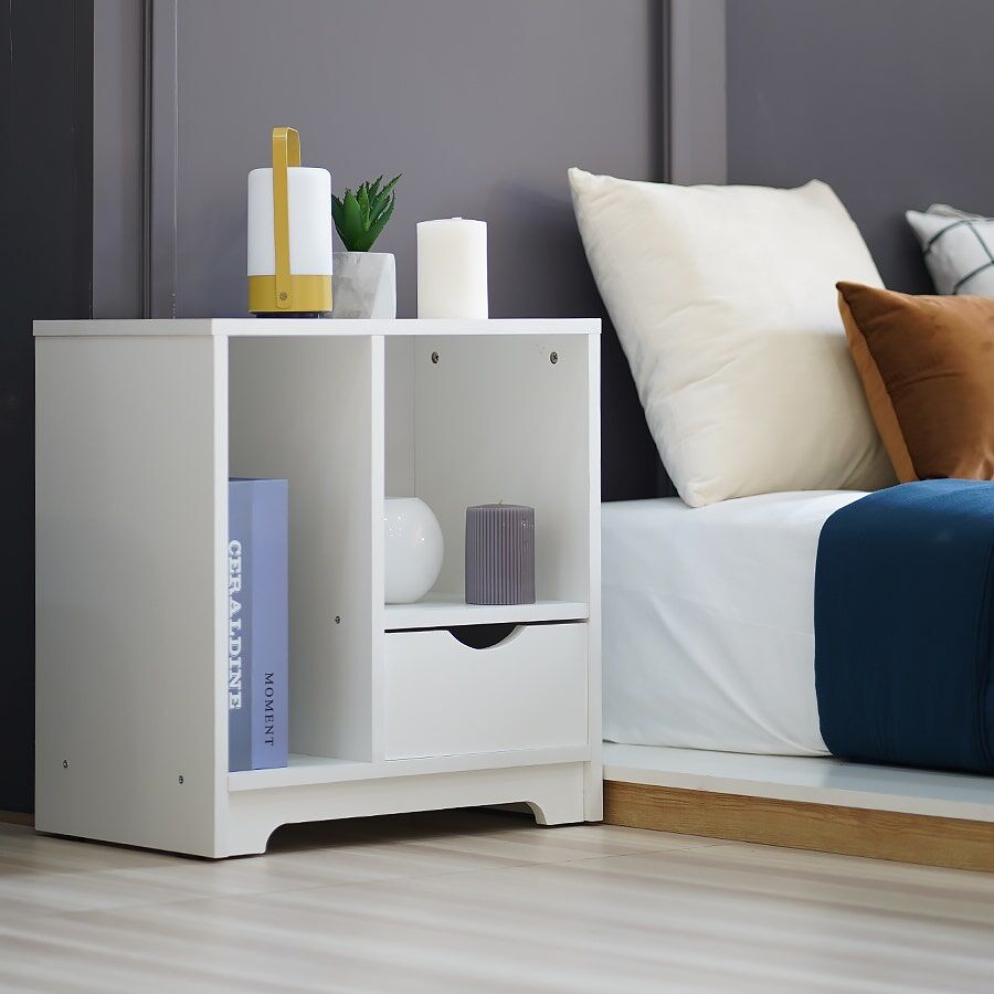 SB Furniture, Looms, Mayson Bedside Cabinet, White Color, W48xD30xH50 cm.