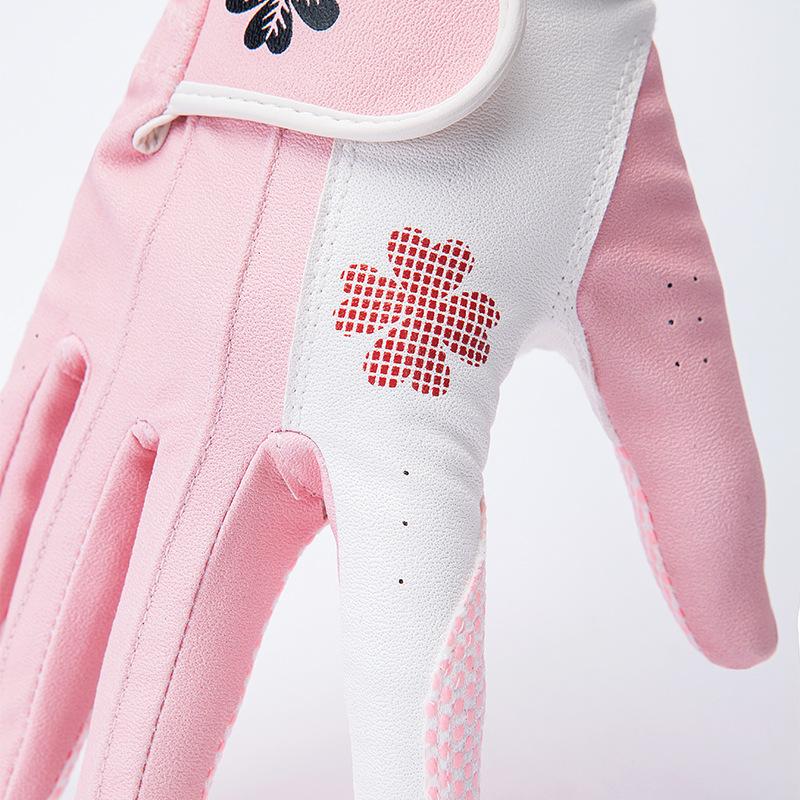 TTYGJ Găng Tay Chơi Golf Hở Ngón Tay Trái Và Tay Phải 1 Đôi Hạt Silicon Thoáng Khí Găng Tay Chống Trơn Trượt Phong Cách Hàn Quốc Color: Pink Size: 21